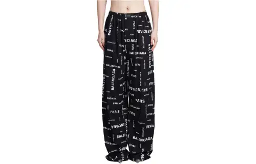 Balenciaga Casual Pants Loose Fit Women's Black