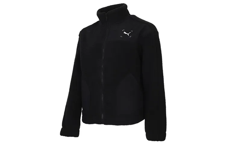 PUMA Velvet Jackets Women's Black Stand Collar Moderate Straight Fit