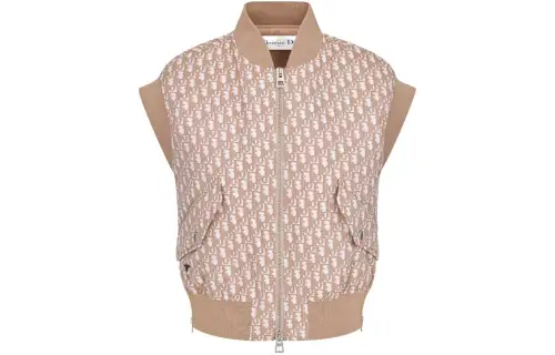 DIOR Vests Women's Khaki Stand Collar Moderate Other