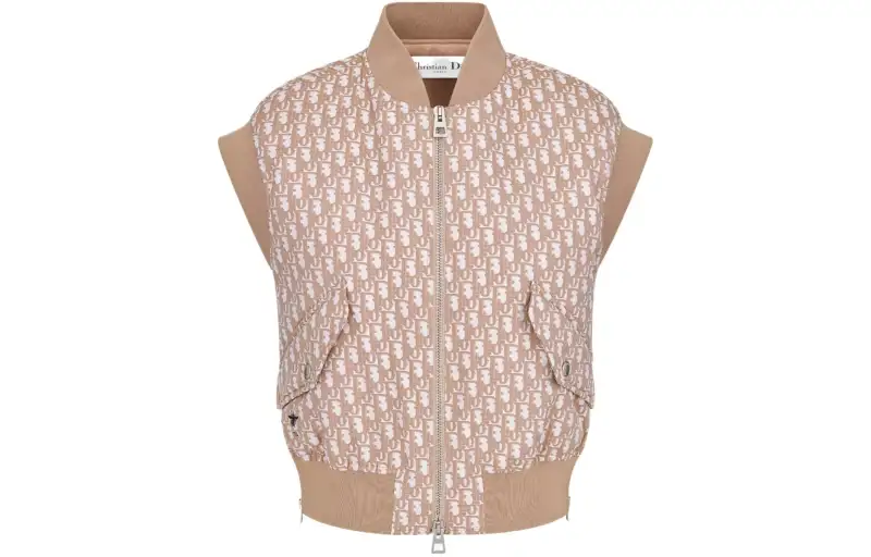 DIOR Vests Women's Khaki Stand Collar Moderate Other