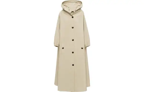 PRADA Trench Coats Women's Khaki Hooded Moderate