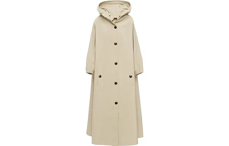 PRADA Trench Coats Women's Khaki Hooded Moderate