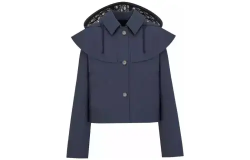 DIOR Trench Coats Women's Marine Blue Hooded Moderate Other