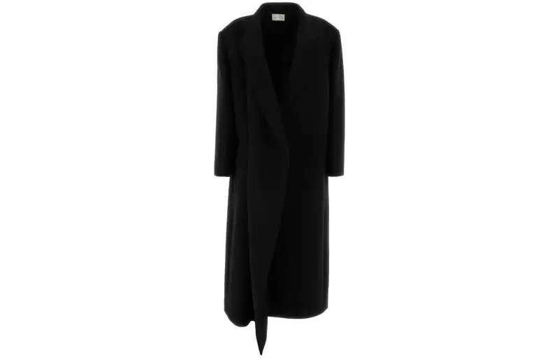 THE ROW Coats Women's Black Lapel Moderate Straight Fit