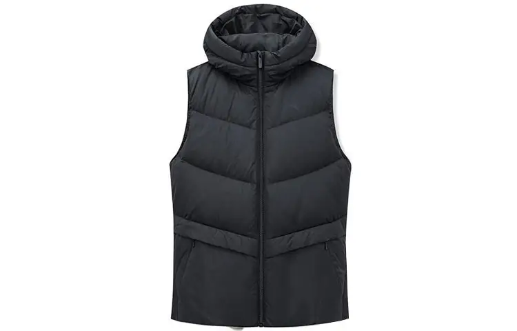 ANTA Vests Women's Black Hooded Non Detachable Thickened And Fleece Lined Other
