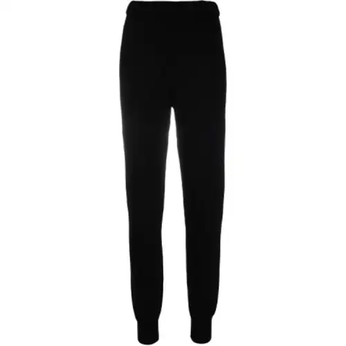PRADA Knitted Sweatpants Women's Black Moderate Cuffed Pants