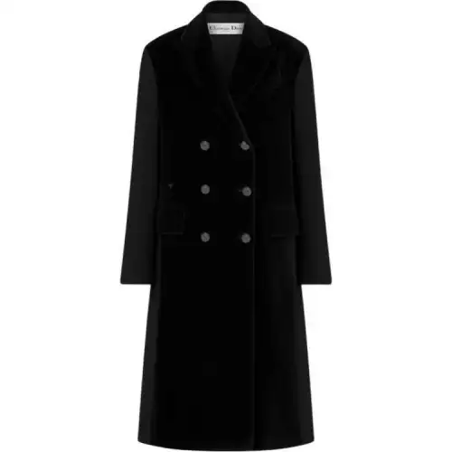 DIOR Coats Women's Black Moderate Straight Fit