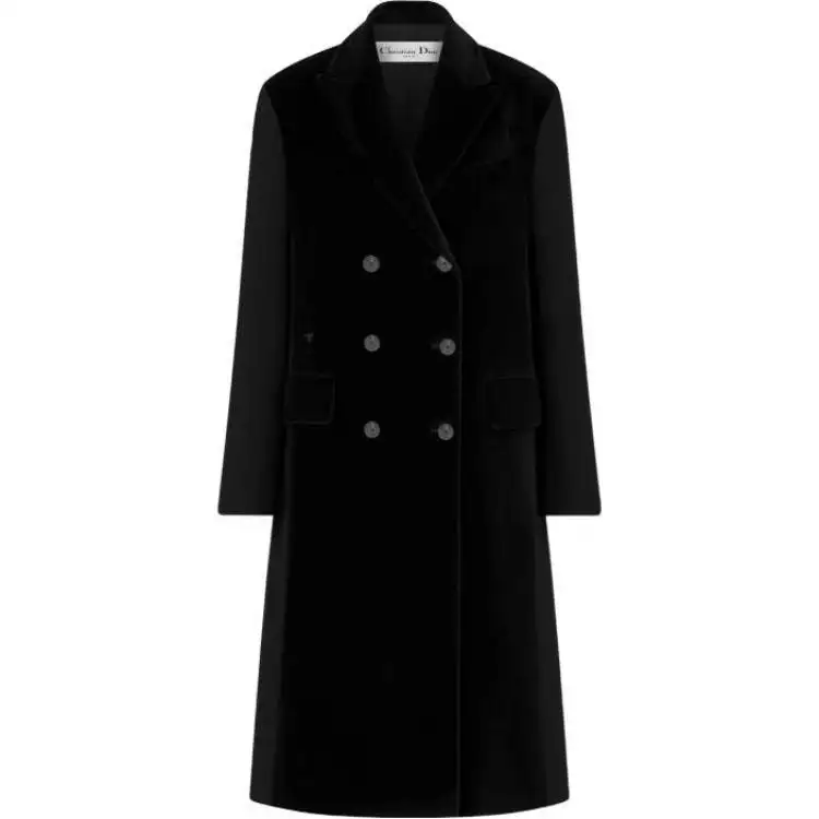 DIOR Coats Women's Black Moderate Straight Fit
