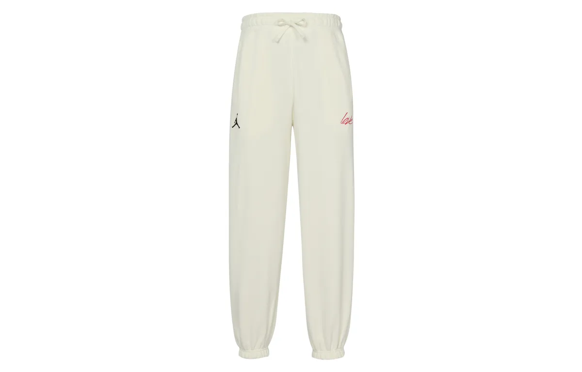 Jordan Valentine's Day Knitted Sweatpants Women's Sail White Moderate Cuffed Pants
