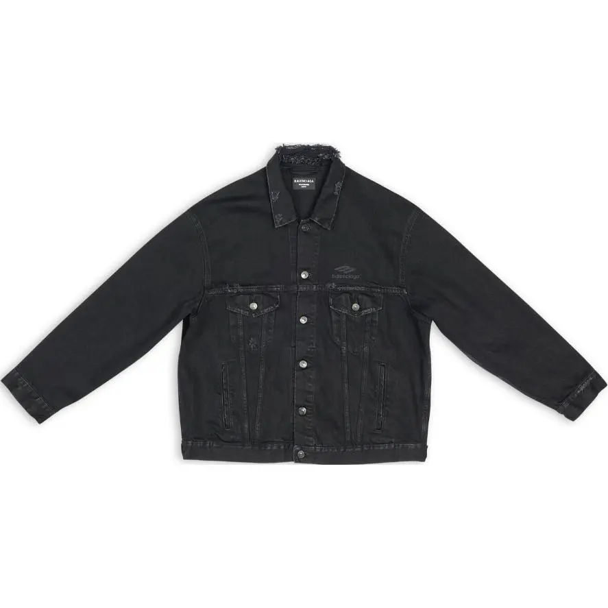 Balenciaga Denim Jacket Loose Fit Women's Black