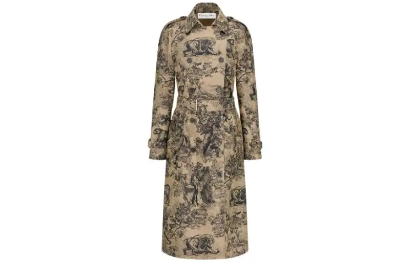 DIOR Trench Coats Women's Yellow Lapel Moderate