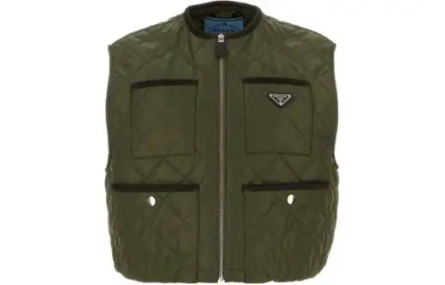 PRADA Vests Women's Army Green Crew Neck Moderate Other