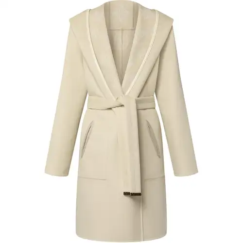 Lv Reversible Signature Hooded Wrap Coat