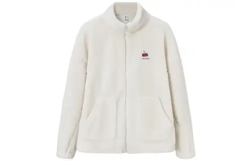 ANTA Velvet Jackets Women's Euryale Stone White Stand Collar Thickened