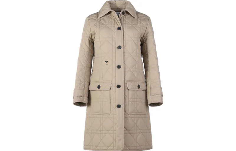DIOR Puffer Jacket Coat Women's Beige Khaki