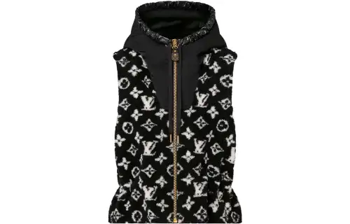 LOUIS VUITTON Sleeveless Hooded Monogram Teddy Jacket
