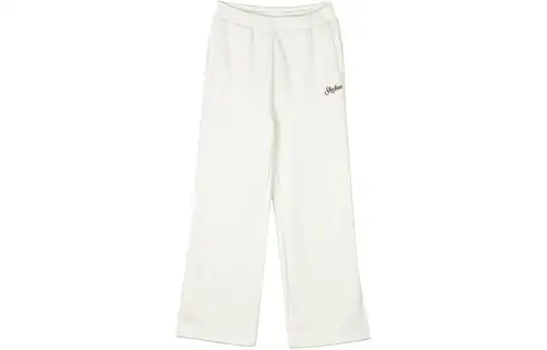 Skechers Colorful Solid Color Fleece Lined Straight Fit Knitted Fabric Casual Pants Women's Marshmallow White