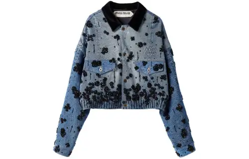 MIU MIU SS24 Denim Jacket Women's Marine Blue