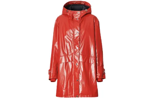 Burberry Parka Coats Women's Bright Red Hooded Moderate