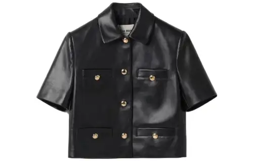 MIU MIU Leather Jacket Women's Black