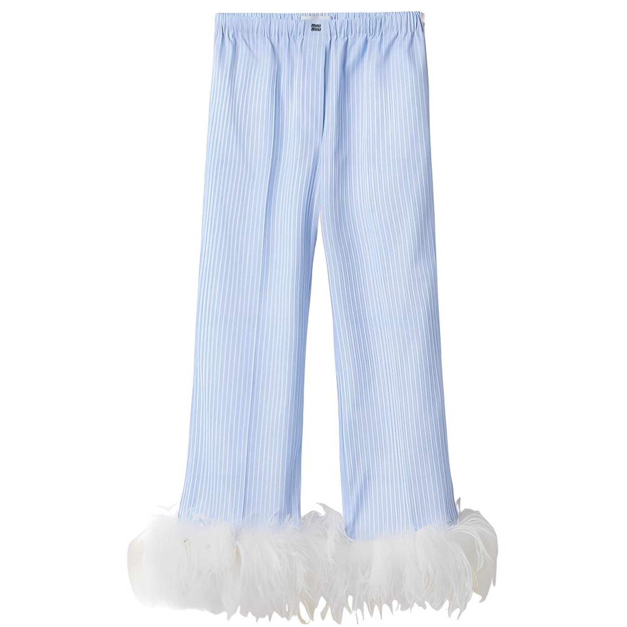 MIU MIU Elasticated Waistband Striped Trousers