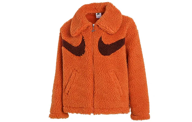 Nike Velvet Jackets Women's Orange Red Lapel Moderate