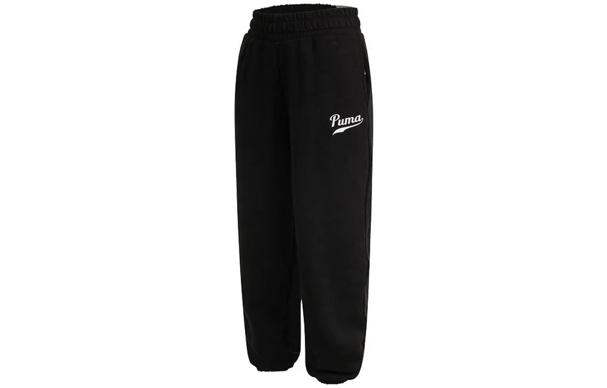 PUMA Knitted Sweatpants Women's Black Moderate Straight Fit Pants