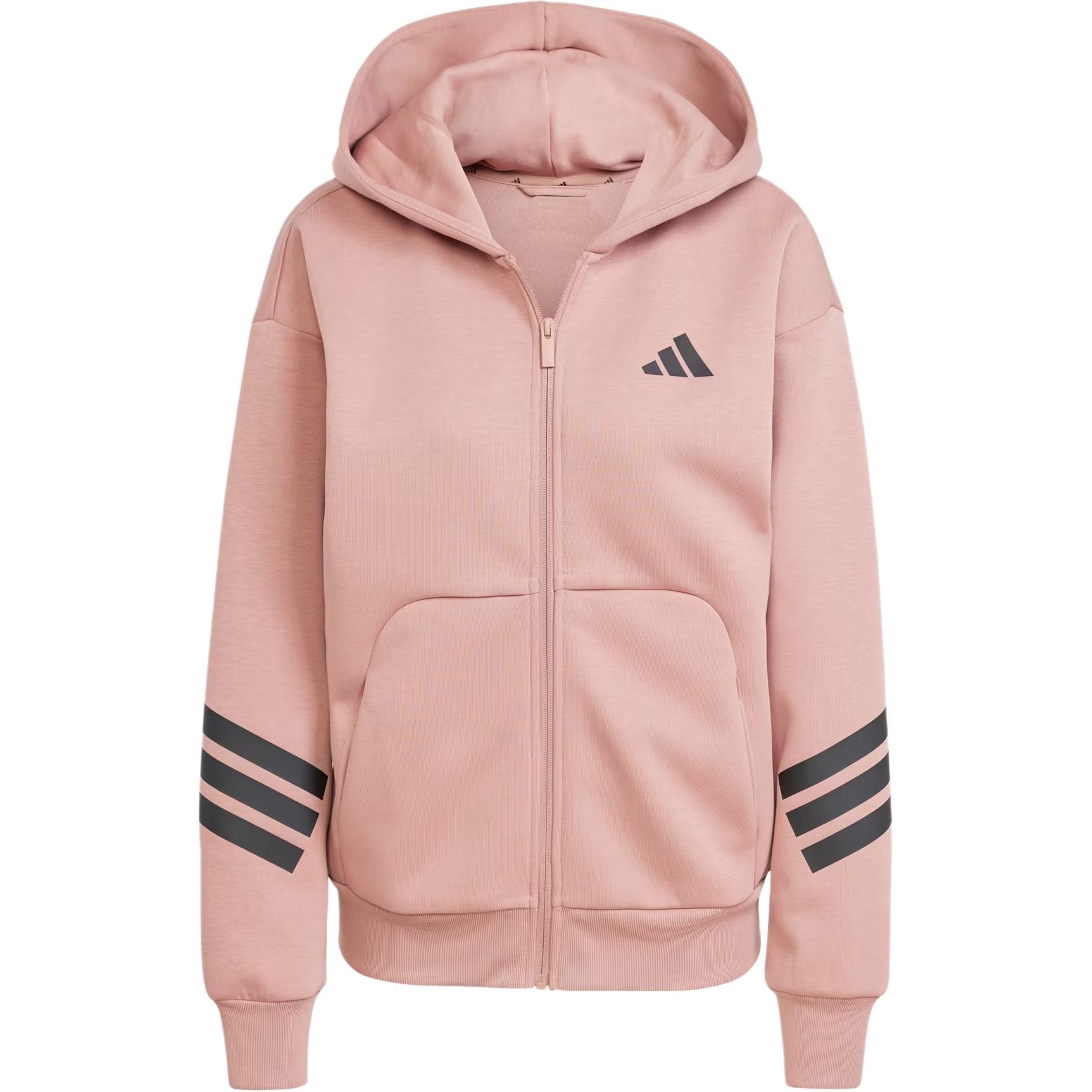 Adidas, cardigan with zipper with hood, long-sleeve, clay