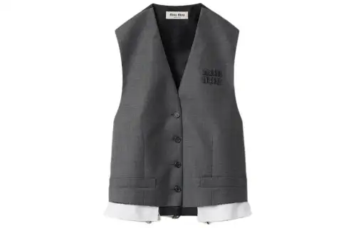 MIU MIU Vests Women's Gray V Neck Moderate Other