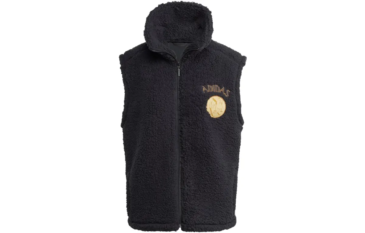 Adidas Originals MOOMIN Vests Women's Black Stand Collar Thickened And Fleece-Lined Other