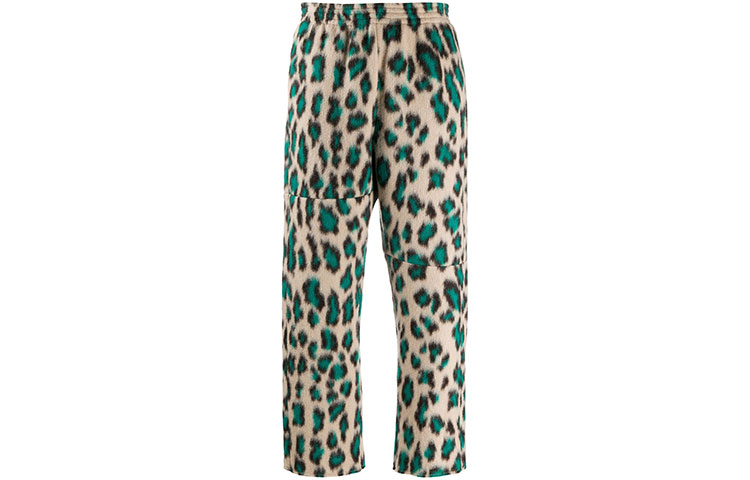 MM6 Maison Margiela SS21 casual plush leopard print cropped casual trousers for women, leopard print color