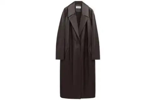 LOEWE Leather Jackets Women's Dark Brown Lapel Moderate Other