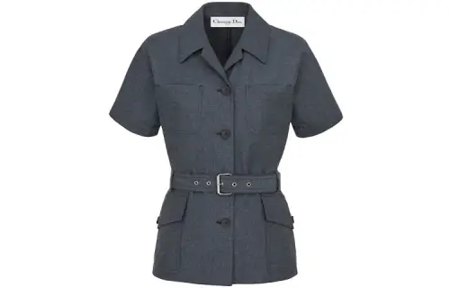DIOR Quarterly New Products Denim Jackets Women's Blue Lapel Moderate Straight Fit