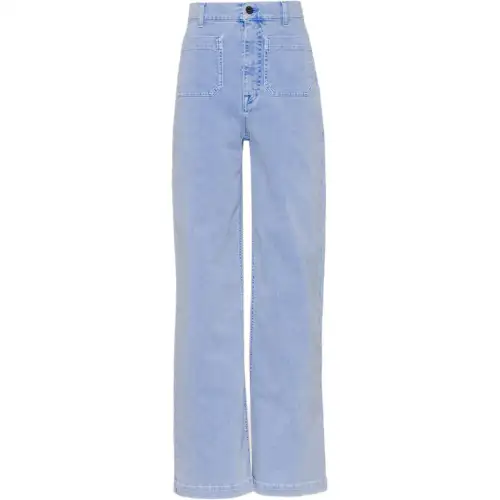 MIU MIU SS21 Twill Full Length Pants Women's Light Blue