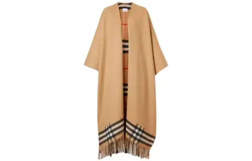 Burberry Fringed Check Cape