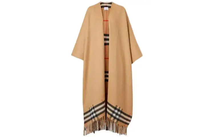 Burberry Fringed Check Cape