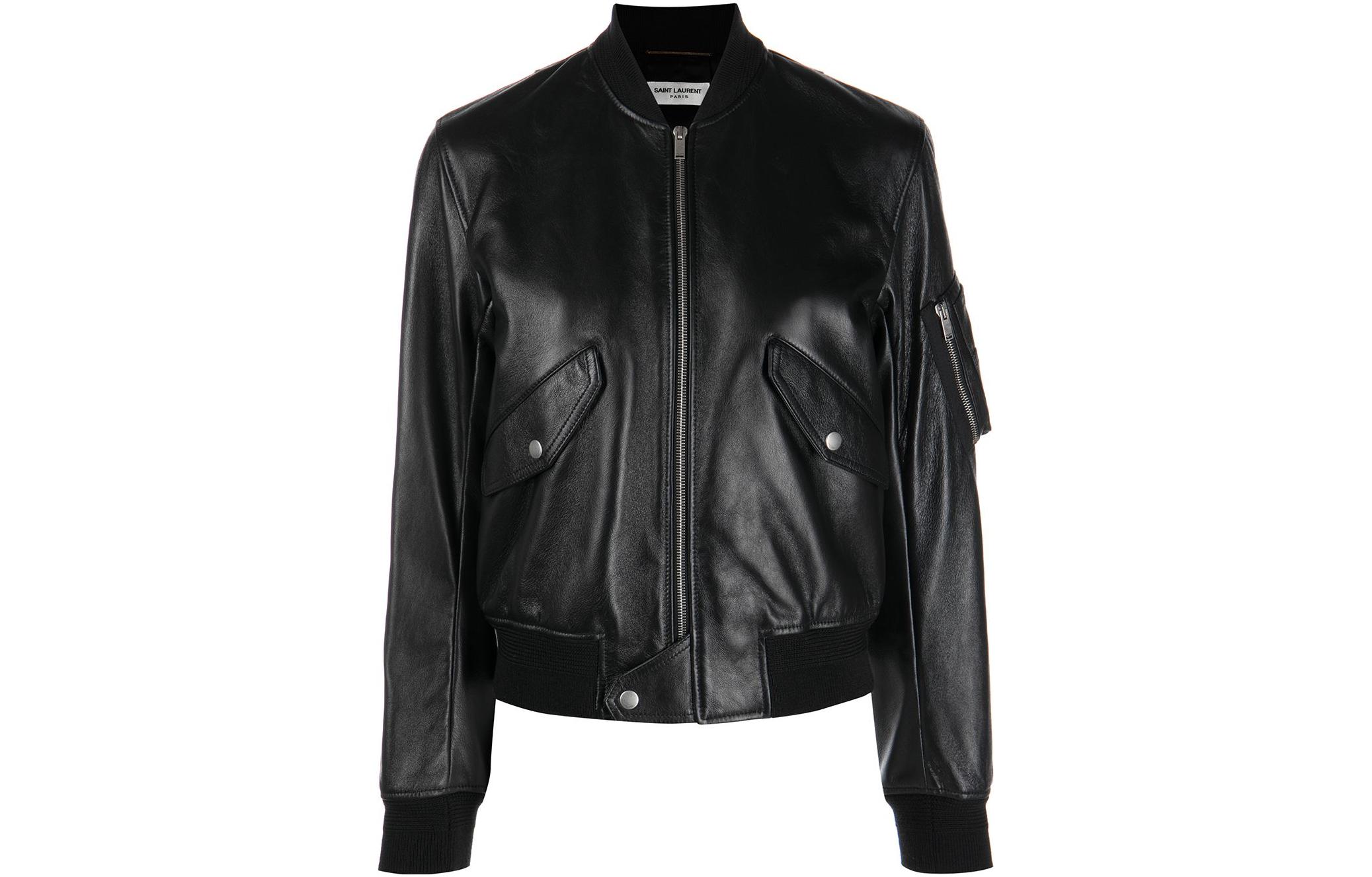 SAINT LAURENT SS22 Leather Jacket Women's Black