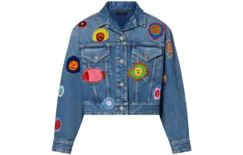 LOUIS VUITTON x Yayoi Kusama Cropped Coat Women's Blue