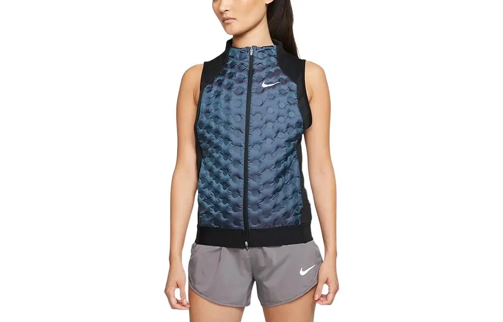 Nike Down Vests Women's Blue Stand Collar Moderate Urban Techwear