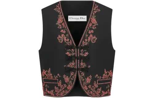 DIOR Vests Women's Black V Neck Moderate Other
