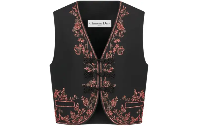 DIOR Vests Women's Black V Neck Moderate Other