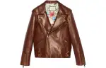 GUCCI Leather Jacket Women's Umber