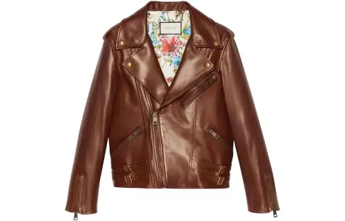 GUCCI Leather Jacket Women's Umber