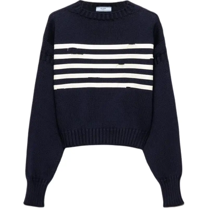 Prada Striped Distressed Jumper