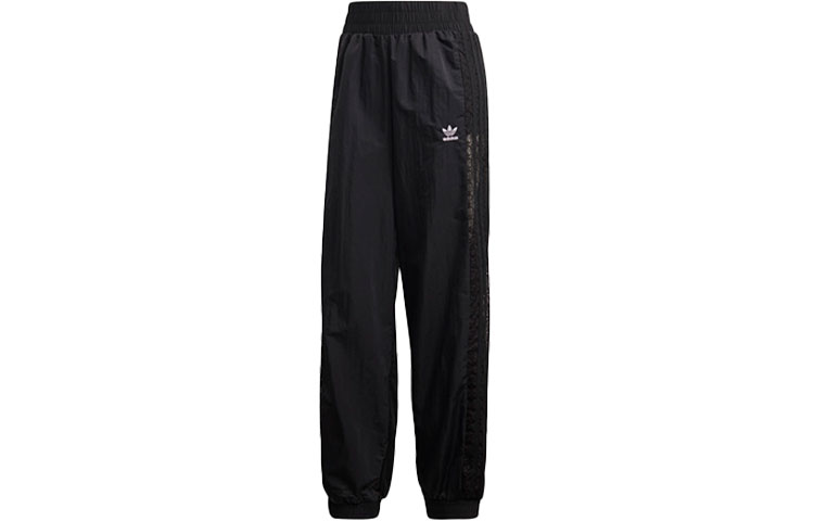 Женские штаны adidas originals с кружевными полосками (черные)