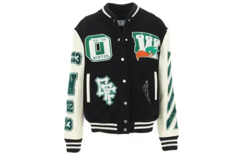 OFF WHITE Embr Patches Woman Varsity Black/Green/White
