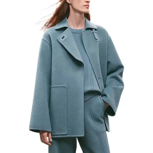 HERMES FW22 Coat Women's Blue Moss