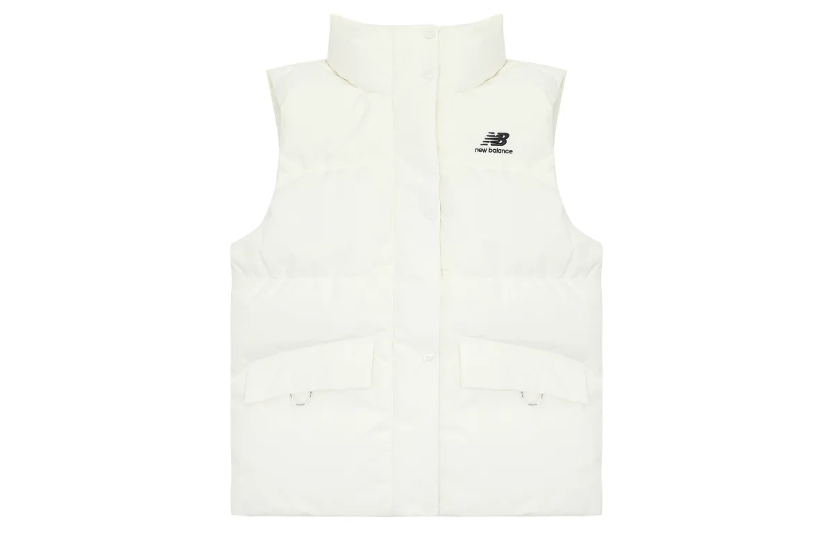 New Balance Down Vests Women's White Stand Collar Thickened Other