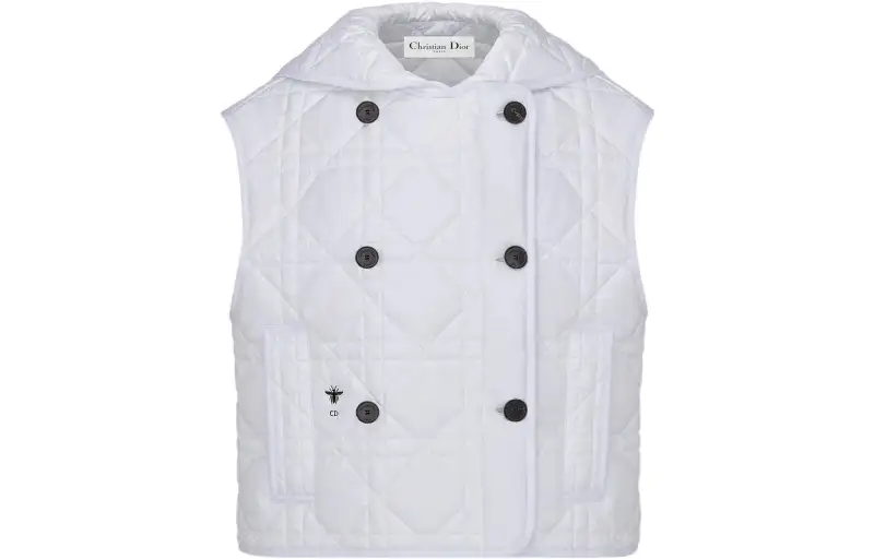 DIOR Vests Women's White Lapel Moderate Other