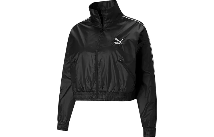 PUMA Cropped Coats Women's Black Stand Collar Moderate